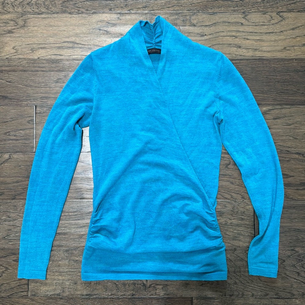 Beautiful teal wrap sweater